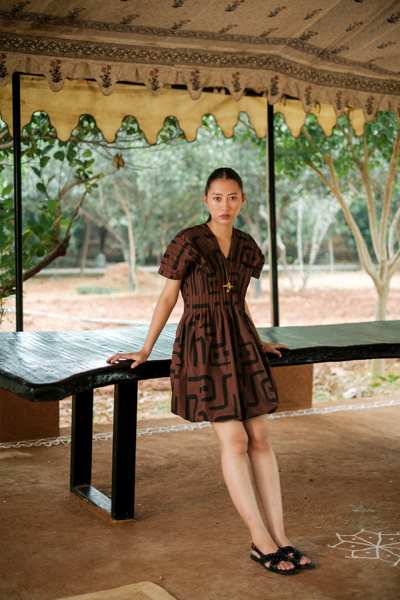 Meknes kimono dress Crushed Cotton dress by The Terra Tribe in green for women in Singapore