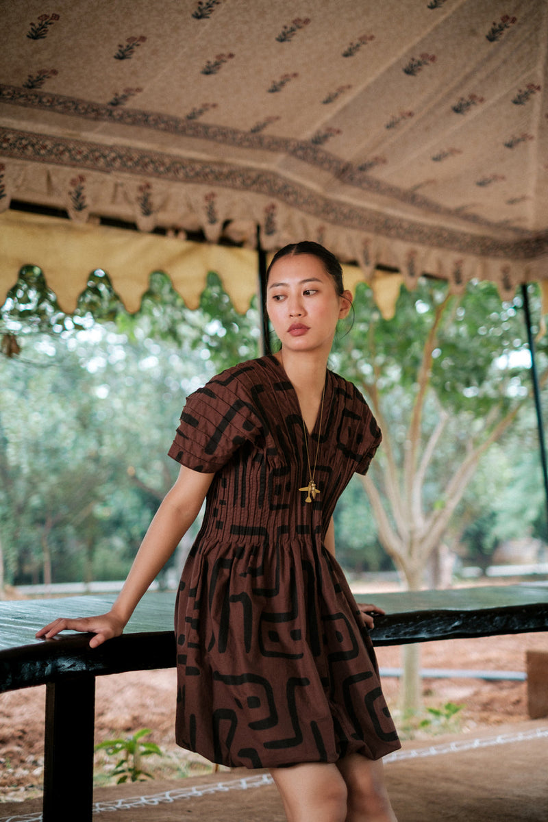 Meknes kimono dress Crushed Cotton dress by The Terra Tribe in green for women in Singapore