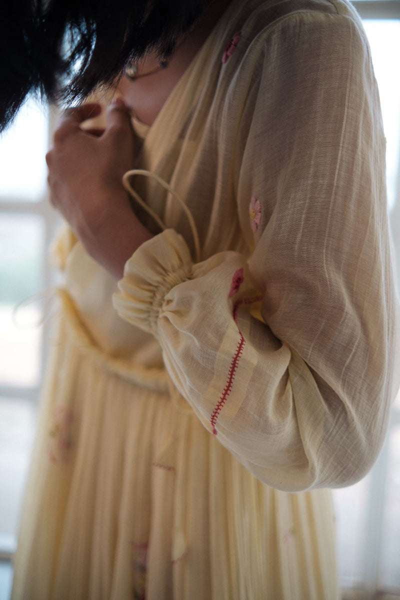 REN DAFFODIL DRESS chanderi by TOKREE in yellow color for women in Singapore
