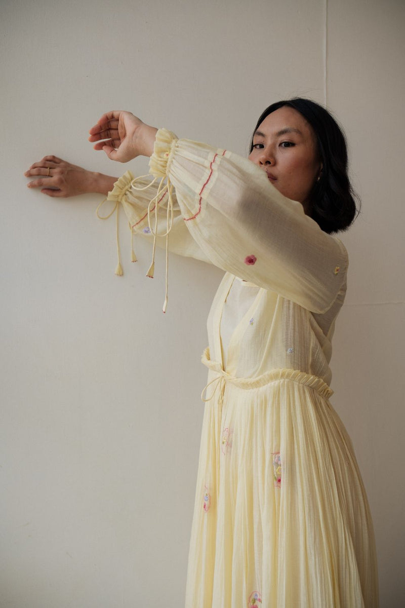 REN DAFFODIL DRESS chanderi by TOKREE in yellow color for women in Singapore
