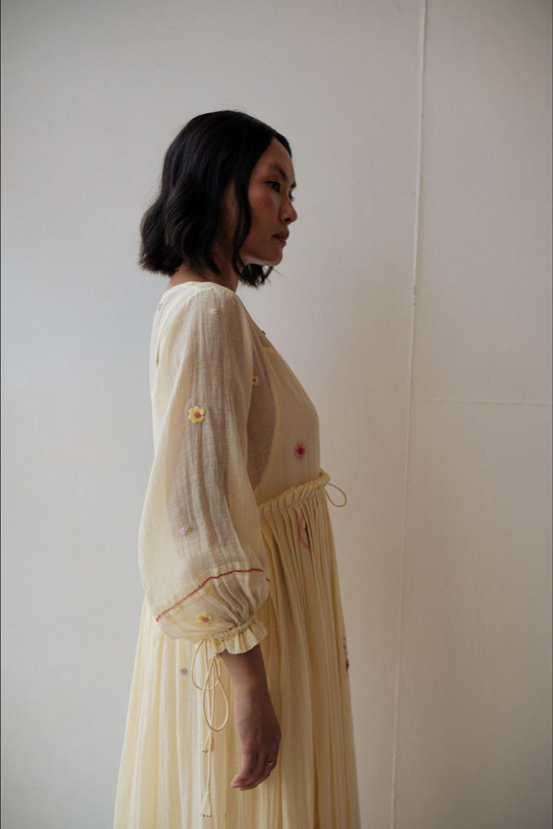 REN DAFFODIL DRESS chanderi by TOKREE in yellow color for women in Singapore