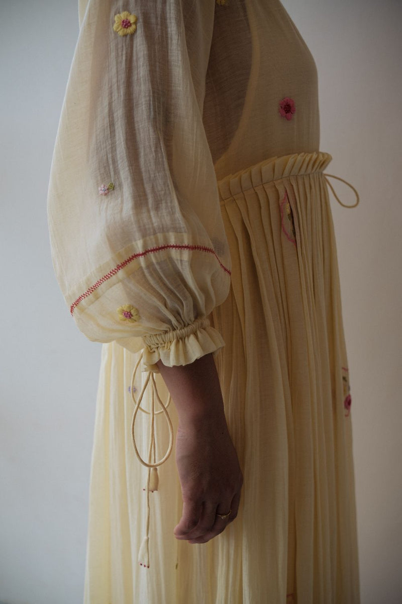 REN DAFFODIL DRESS chanderi by TOKREE in yellow color for women in Singapore