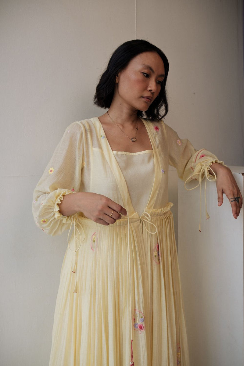 REN DAFFODIL DRESS chanderi by TOKREE in yellow color for women in Singapore