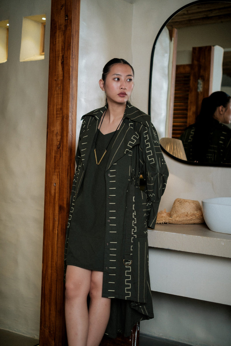 Slip dress Crushed Cotton dress by The Terra Tribe in black for women in Singapore