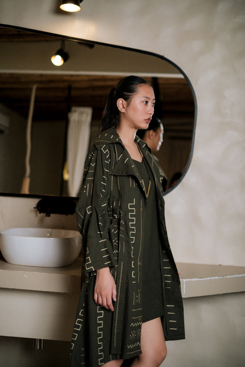 Slip dress Crushed Cotton dress by The Terra Tribe in black for women in Singapore