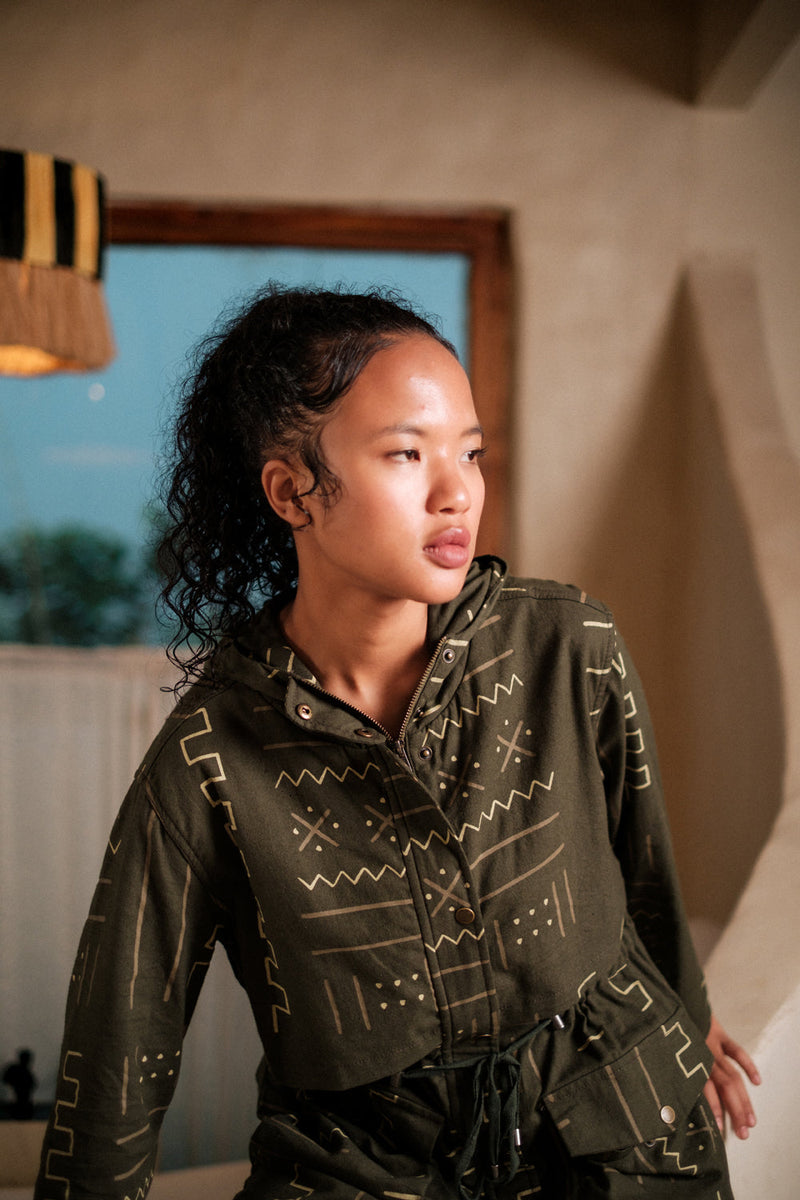 Bodrum utility jacket dress Crushed Cotton dress by The Terra Tribe in black for women in Singapore