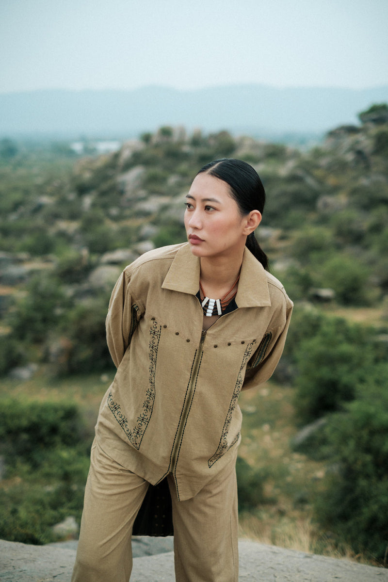 Morracan shirt Crushed Cotton top/shirt by The Terra Tribe in green for women in Singapore
