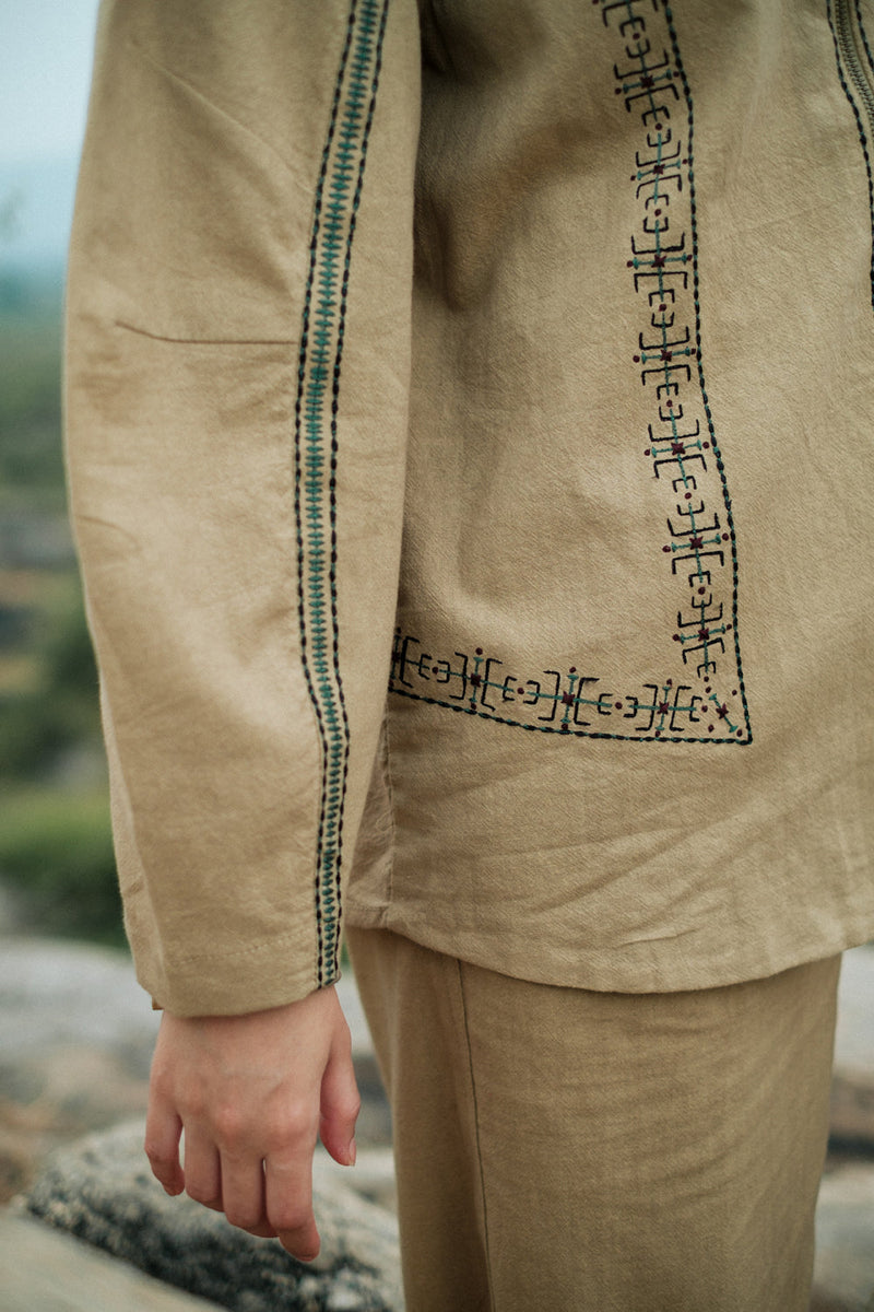 Morracan shirt Crushed Cotton top/shirt by The Terra Tribe in green for women in Singapore