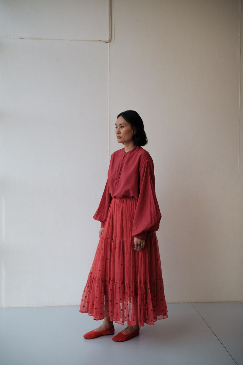 Maya Skirt by TOKREE in red color for women in Singapore