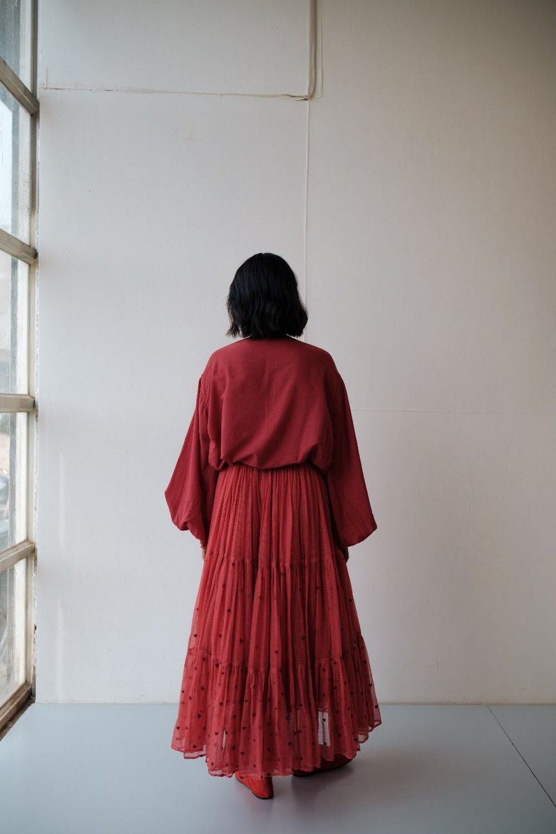 Maya Skirt by TOKREE in red color for women in Singapore