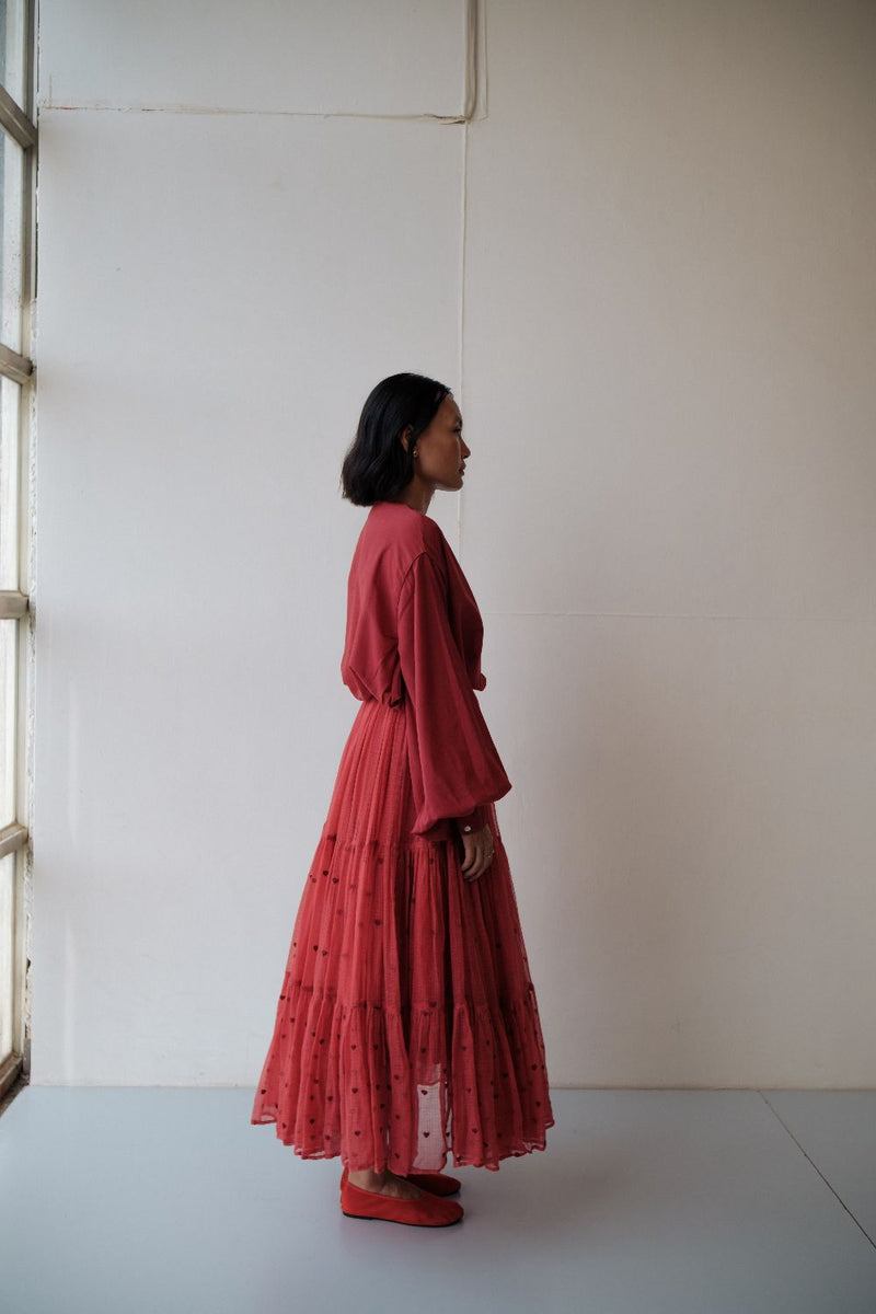 Maya Skirt by TOKREE in red color for women in Singapore