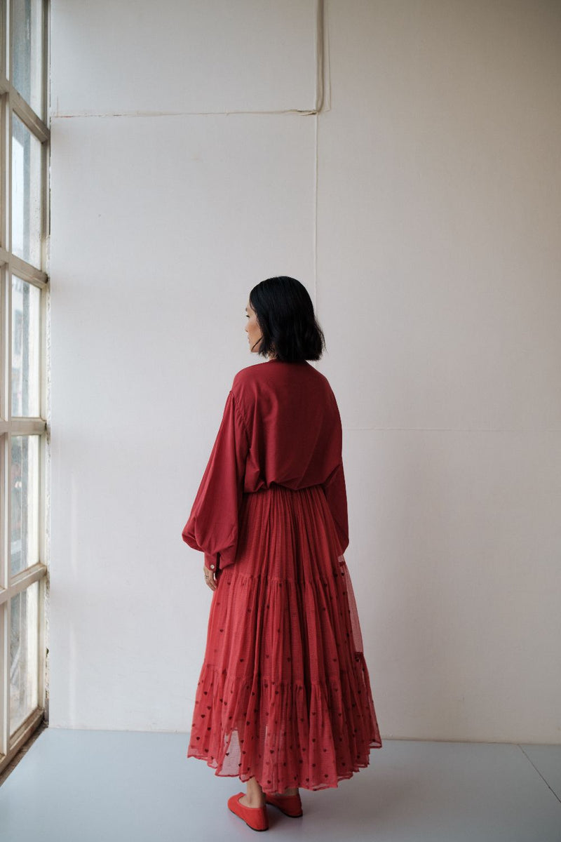 Maya Skirt by TOKREE in red color for women in Singapore