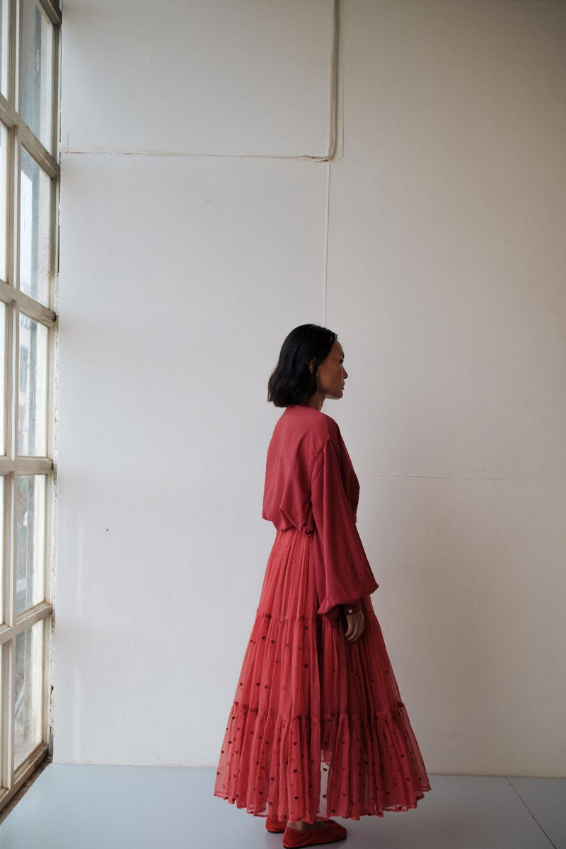 Maya Skirt by TOKREE in red color for women in Singapore