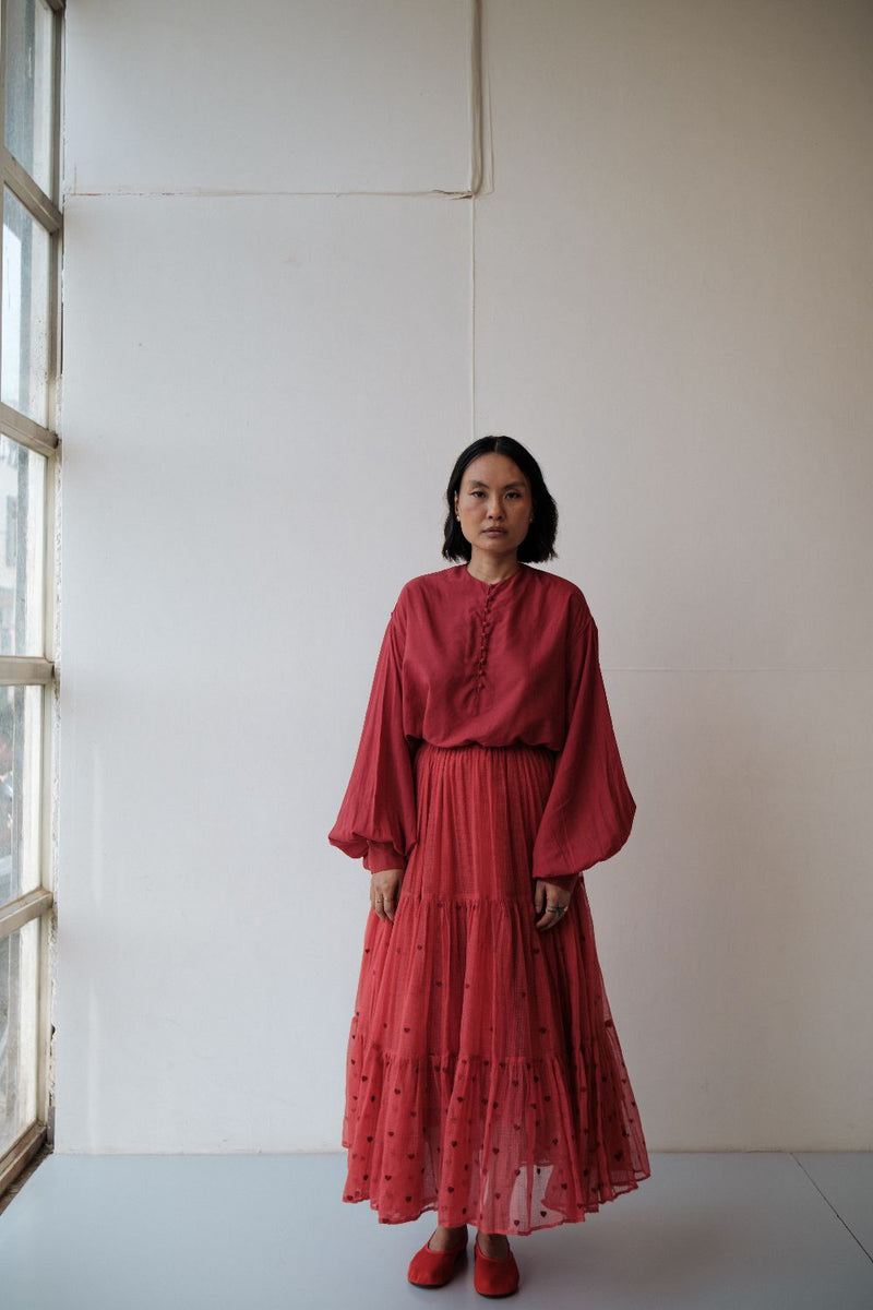 Maya Skirt by TOKREE in red color for women in Singapore