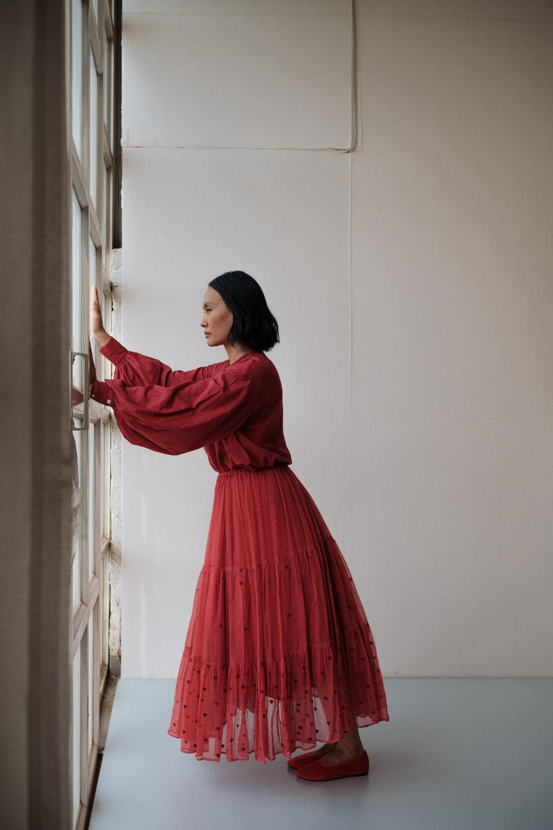 Maya Skirt by TOKREE in red color for women in Singapore