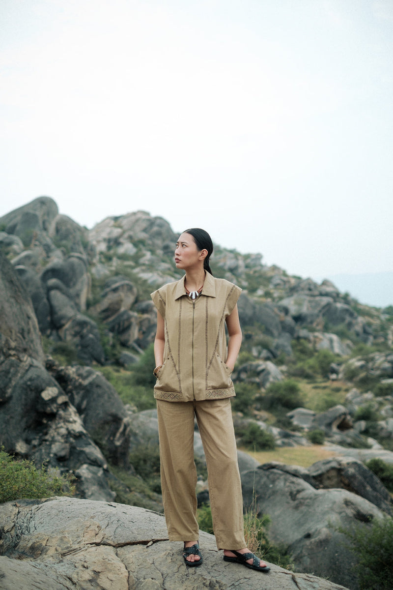 Antalya shirt jacket Crushed Cotton top/shirt by The Terra Tribe in green for women in Singapore