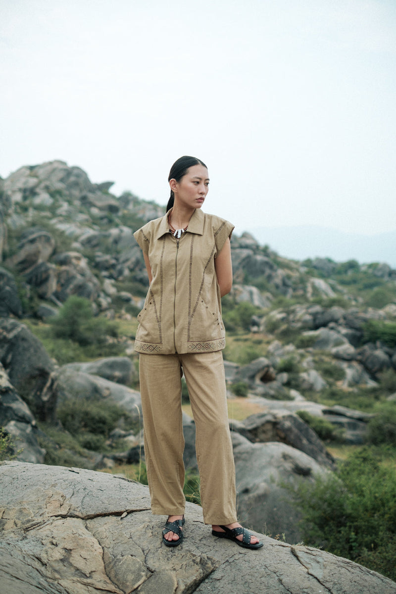 Antalya shirt jacket Crushed Cotton top/shirt by The Terra Tribe in green for women in Singapore
