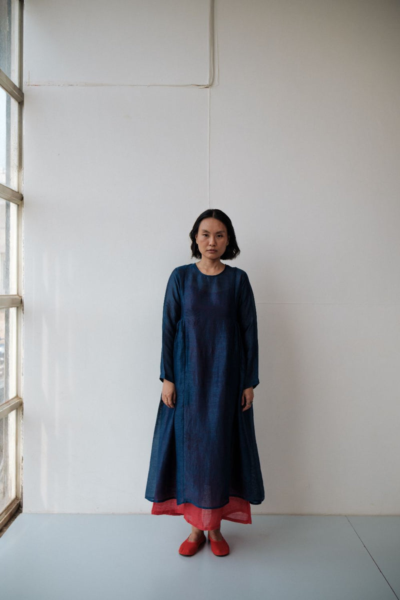 RESHAM BLUE DRESS silk by TOKREE in blue color for women in Singapore