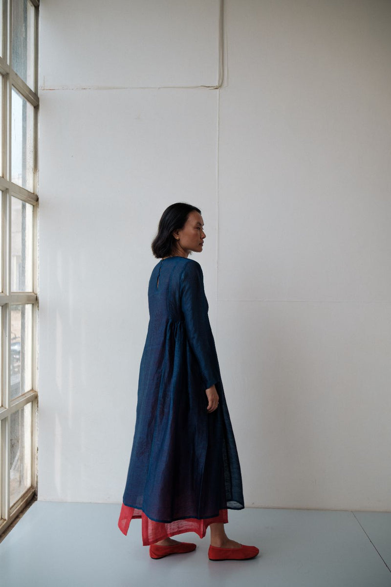 RESHAM BLUE DRESS silk by TOKREE in blue color for women in Singapore