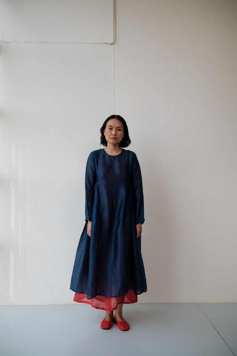 RESHAM BLUE DRESS silk by TOKREE in blue color for women in Singapore