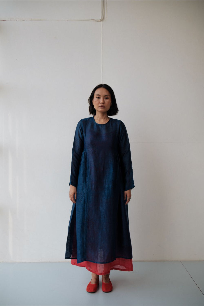 RESHAM BLUE DRESS silk by TOKREE in blue color for women in Singapore