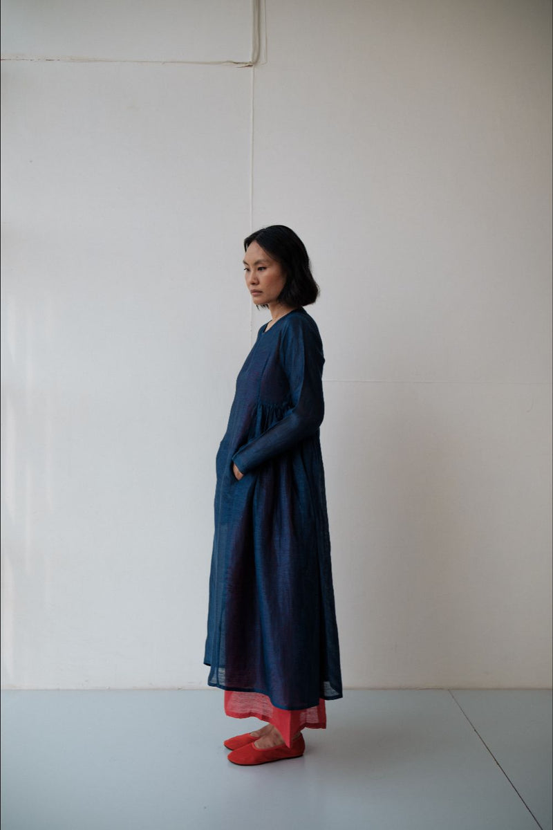 RESHAM BLUE DRESS silk by TOKREE in blue color for women in Singapore