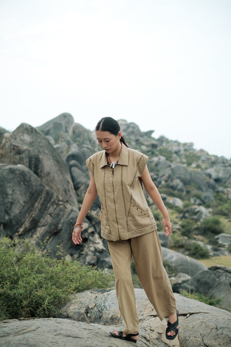 Antalya shirt jacket Crushed Cotton top/shirt by The Terra Tribe in green for women in Singapore
