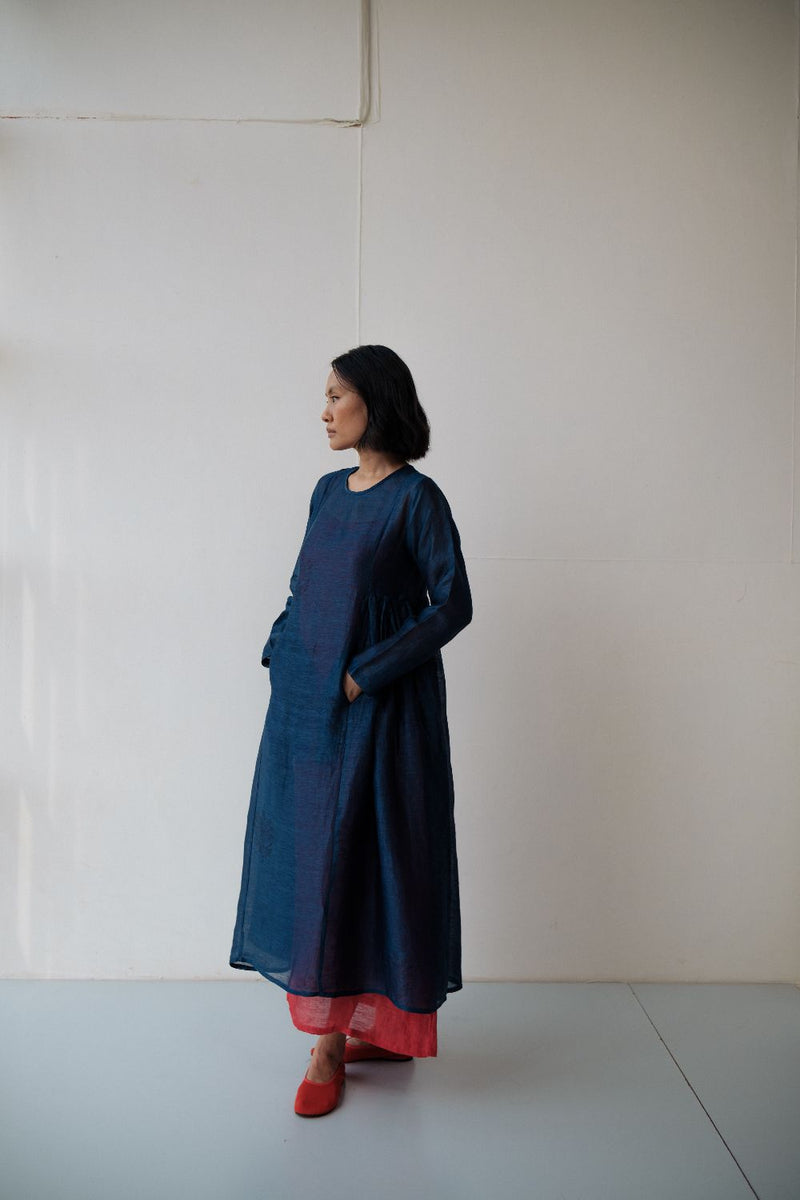 RESHAM BLUE DRESS silk by TOKREE in blue color for women in Singapore