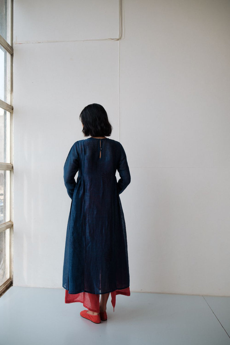 RESHAM BLUE DRESS silk by TOKREE in blue color for women in Singapore
