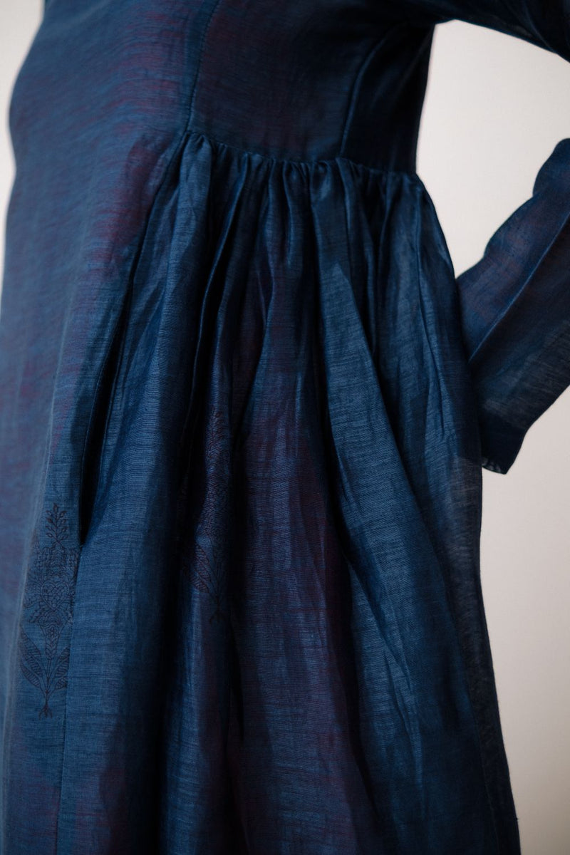 RESHAM BLUE DRESS silk by TOKREE in blue color for women in Singapore