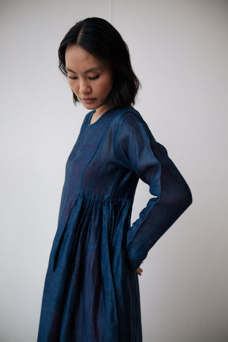 RESHAM BLUE DRESS silk by TOKREE in blue color for women in Singapore