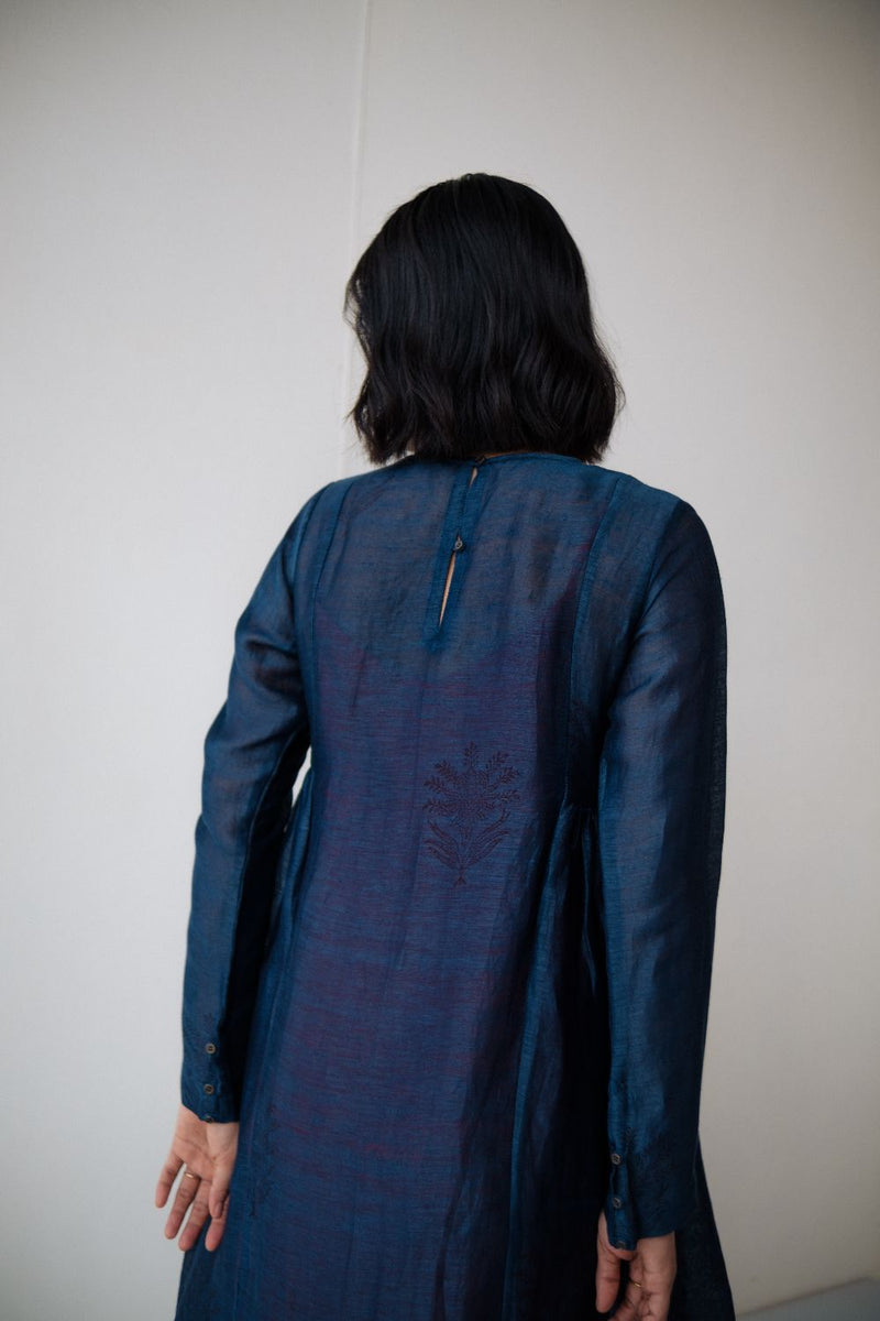 RESHAM BLUE DRESS silk by TOKREE in blue color for women in Singapore