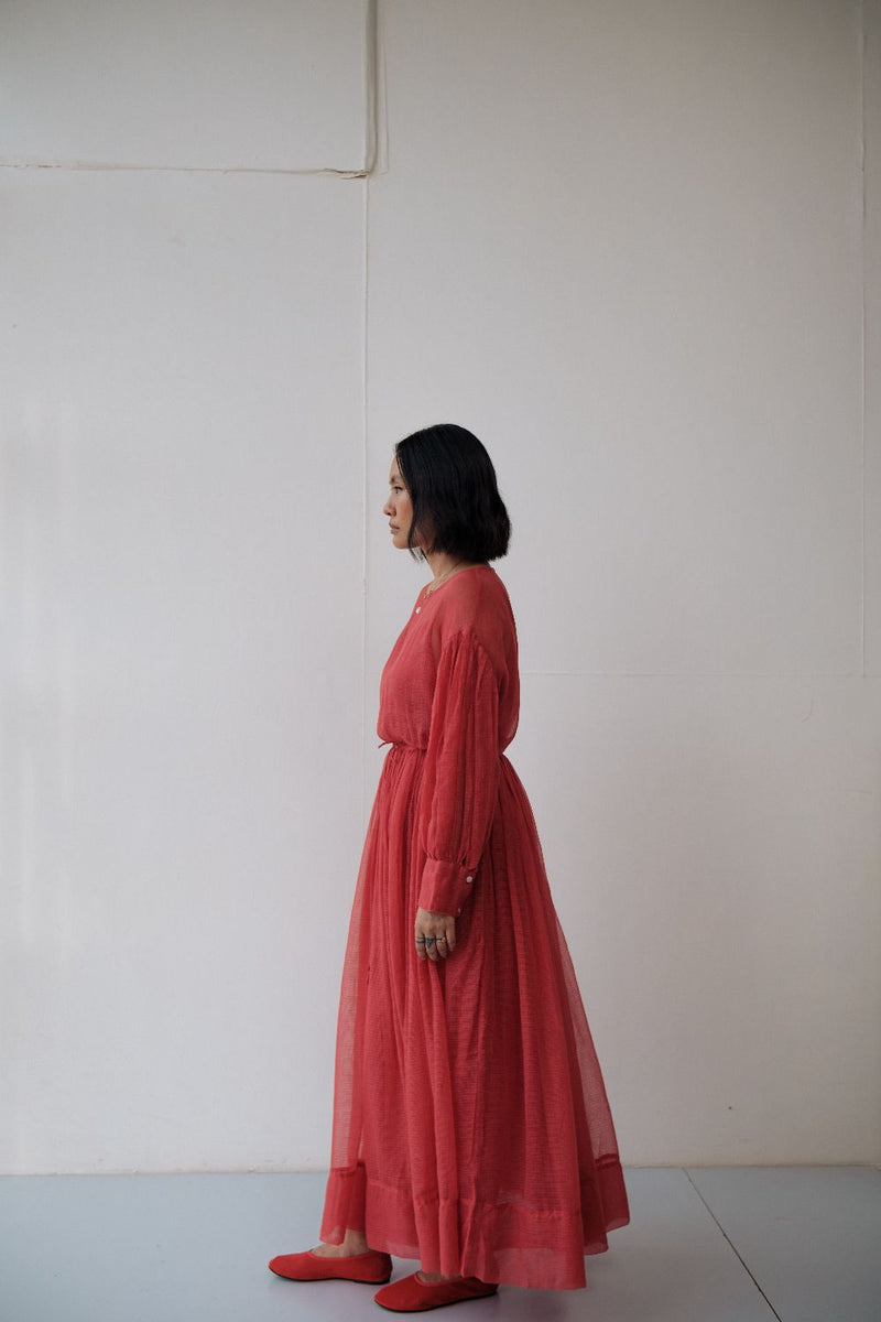 AMY DRESS silk by TOKREE in red color for women in Singapore