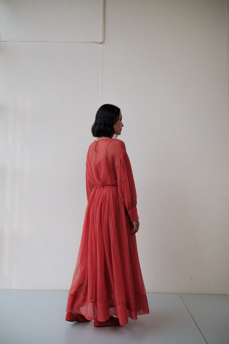 AMY DRESS silk by TOKREE in red color for women in Singapore