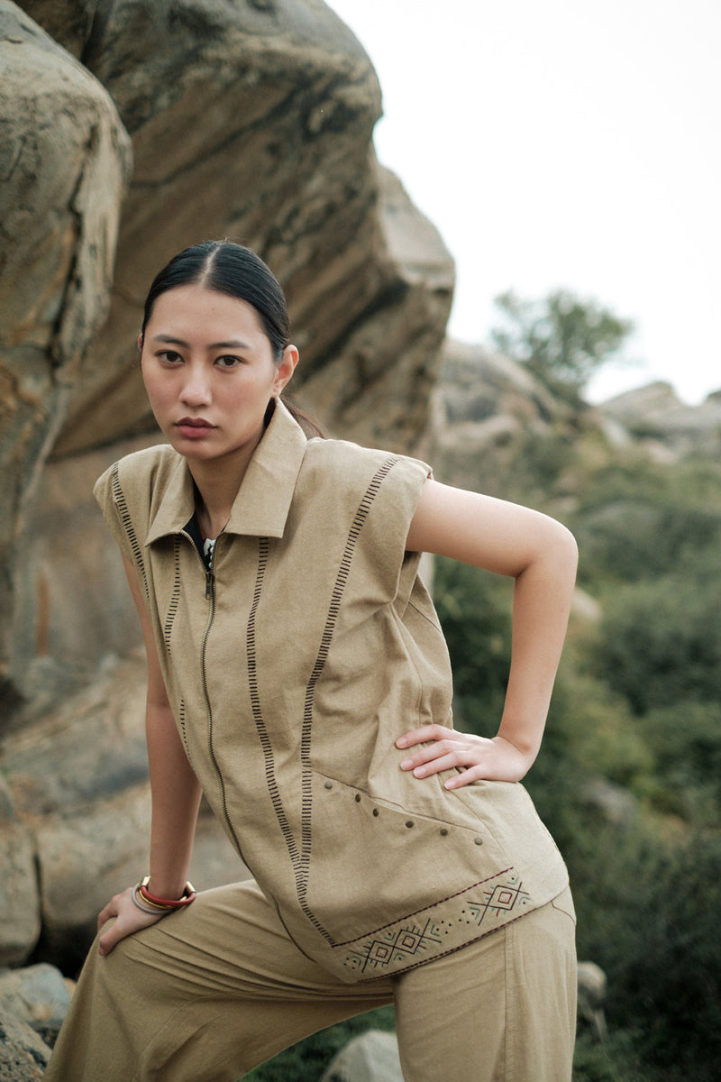 Antalya shirt jacket Crushed Cotton top/shirt by The Terra Tribe in green for women in Singapore