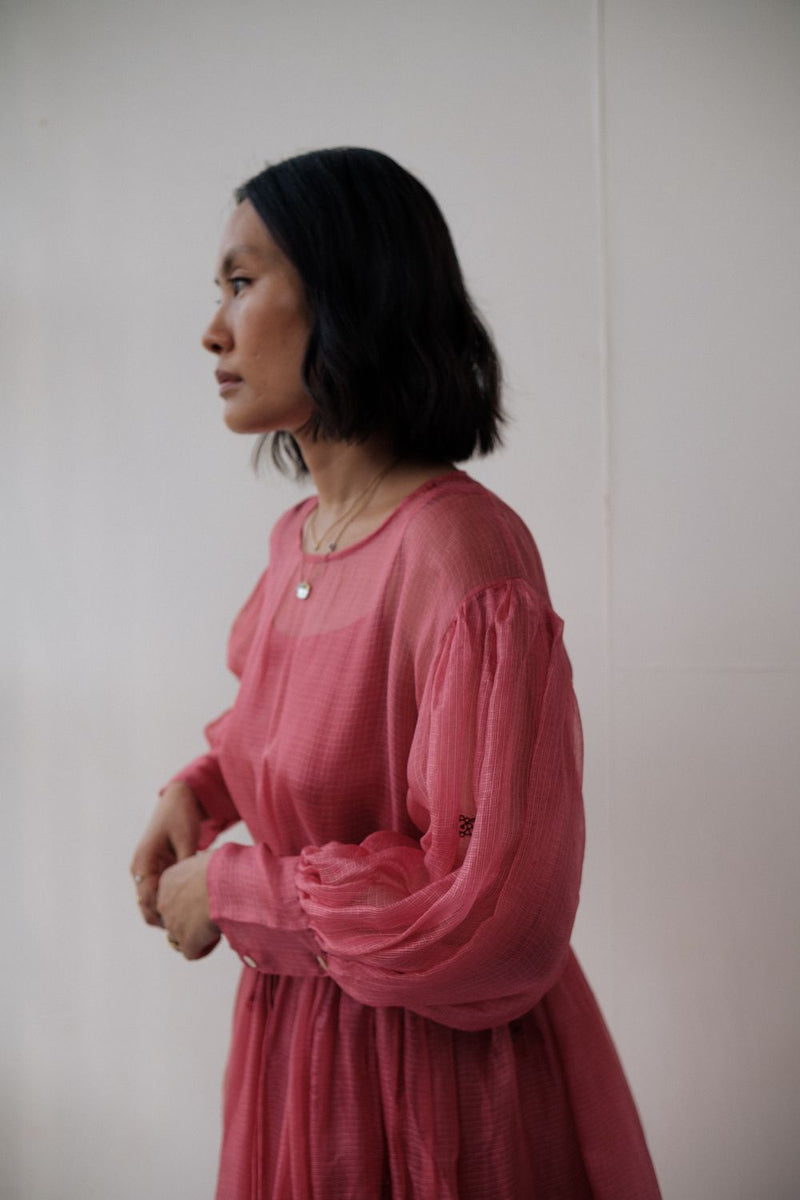 AMY DRESS silk by TOKREE in red color for women in Singapore