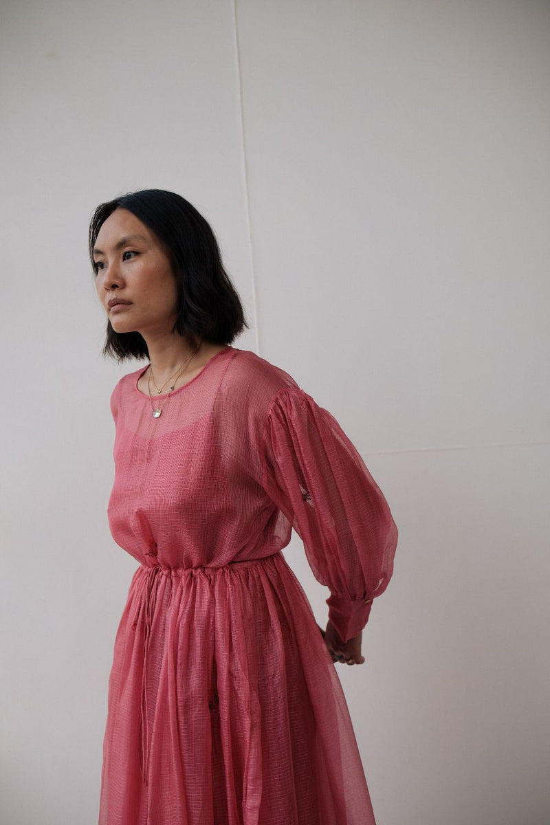 AMY DRESS silk by TOKREE in red color for women in Singapore