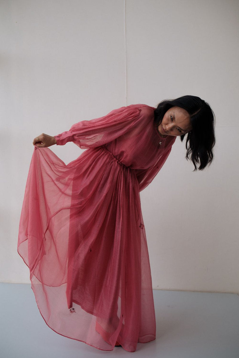 AMY DRESS silk by TOKREE in red color for women in Singapore