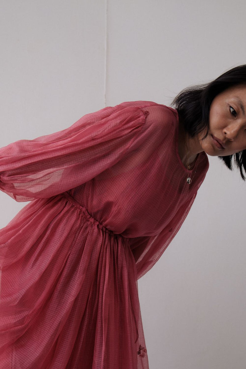 AMY DRESS silk by TOKREE in red color for women in Singapore