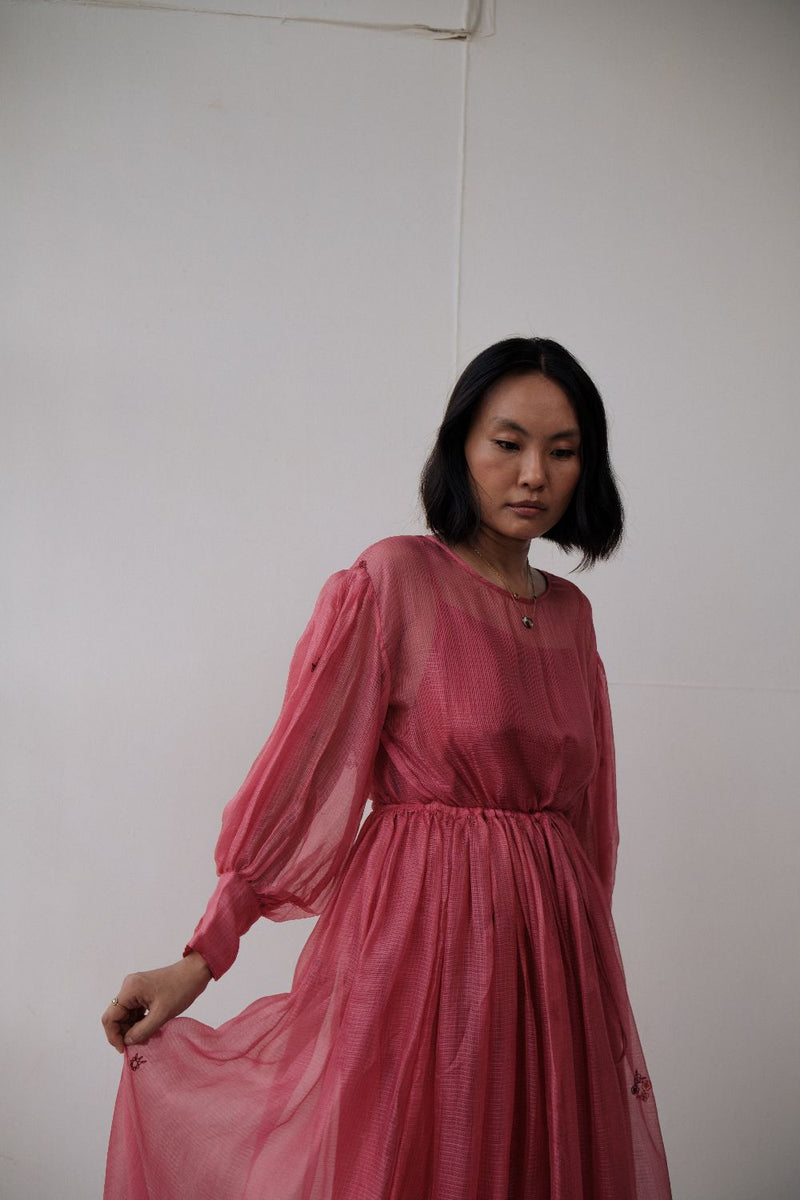 AMY DRESS silk by TOKREE in red color for women in Singapore