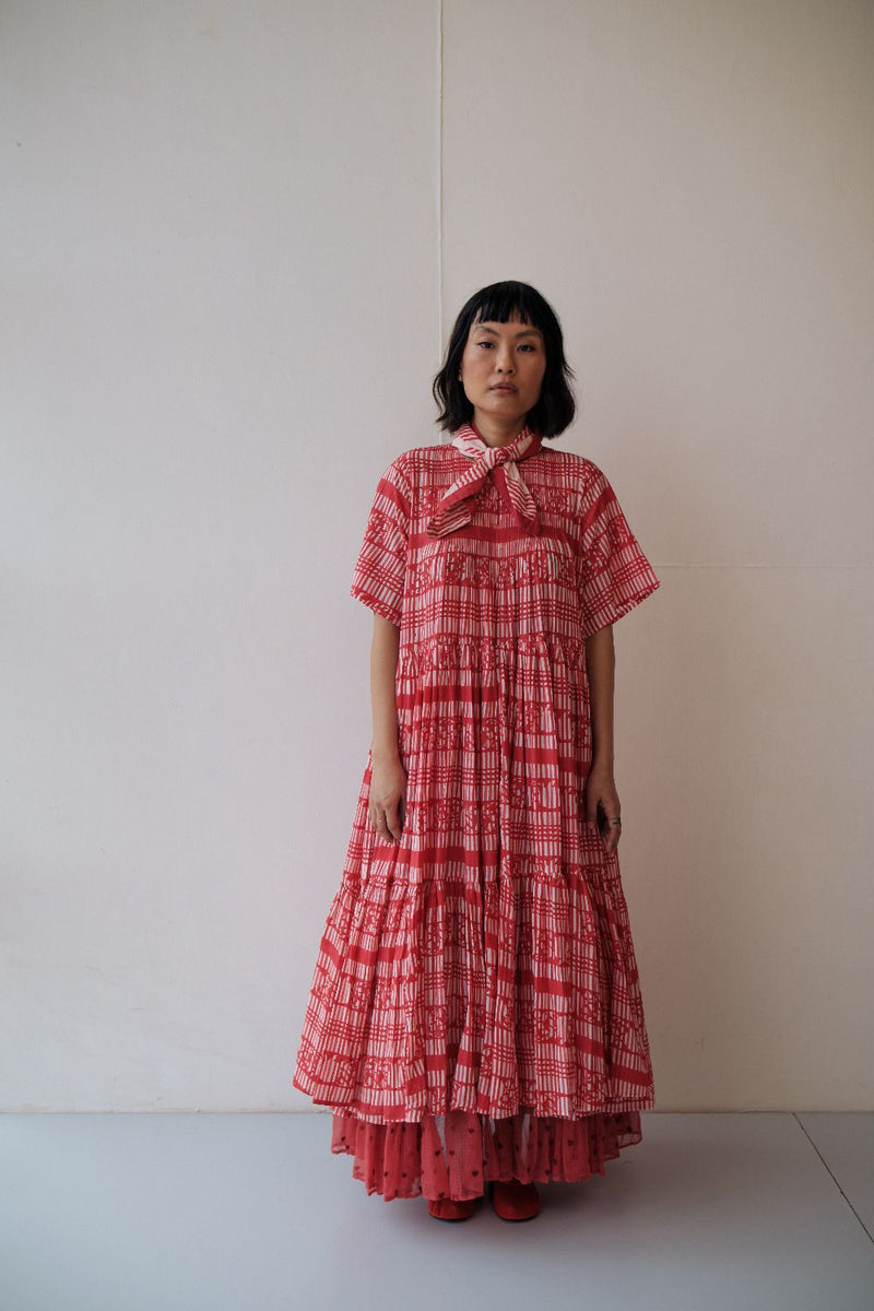 HANAH DRESS cotton by TOKREE in red color for women in Singapore