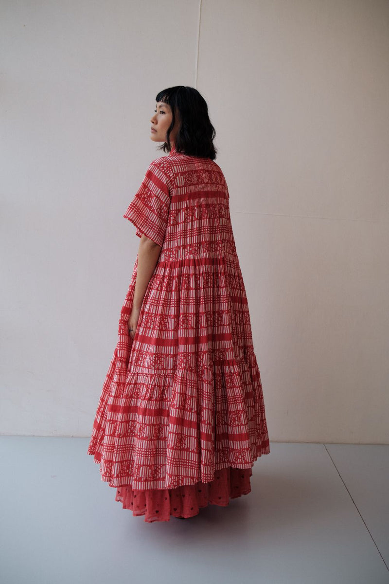 HANAH DRESS cotton by TOKREE in red color for women in Singapore