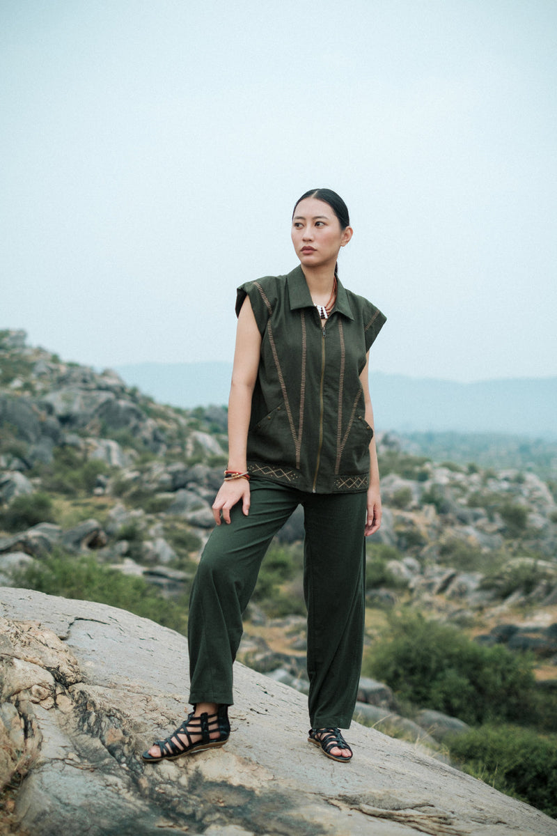 Antalya shirt jacket Crushed Cotton top/shirt by The Terra Tribe in green for women in Singapore