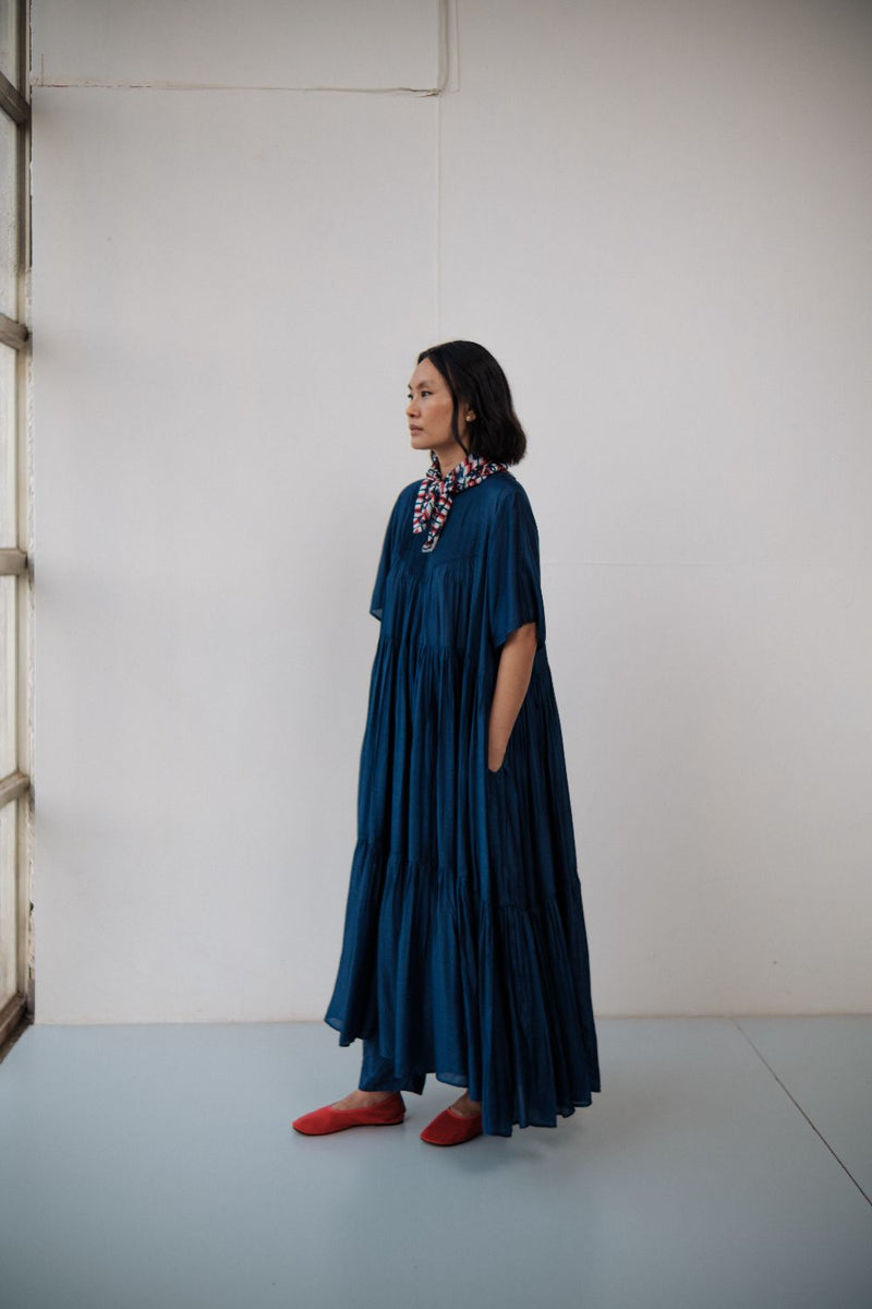 DAISY LONG DRESS cotton by TOKREE in blue color for women in Singapore