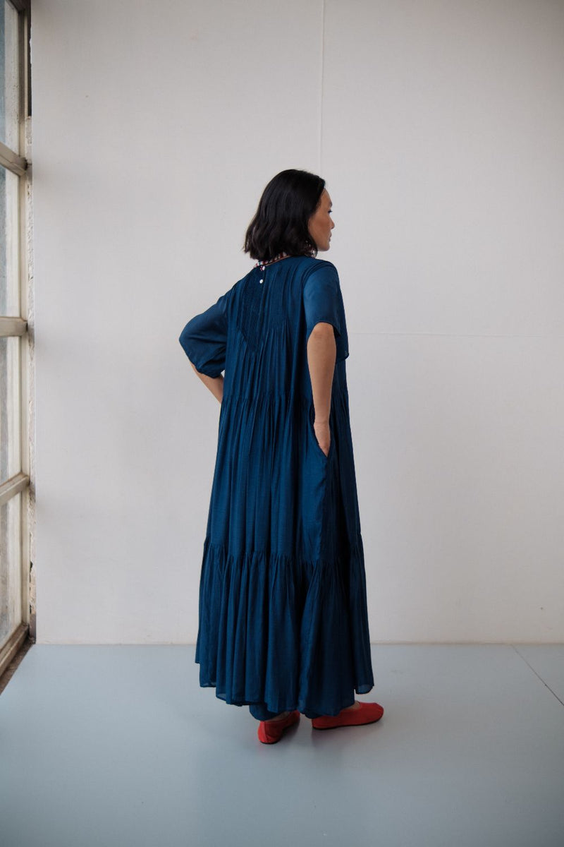 DAISY LONG DRESS cotton by TOKREE in blue color for women in Singapore