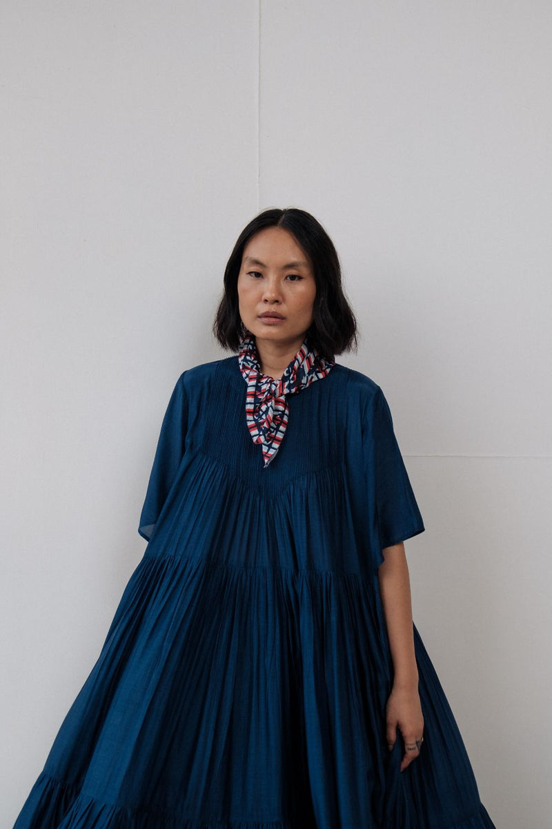 DAISY LONG DRESS cotton by TOKREE in blue color for women in Singapore