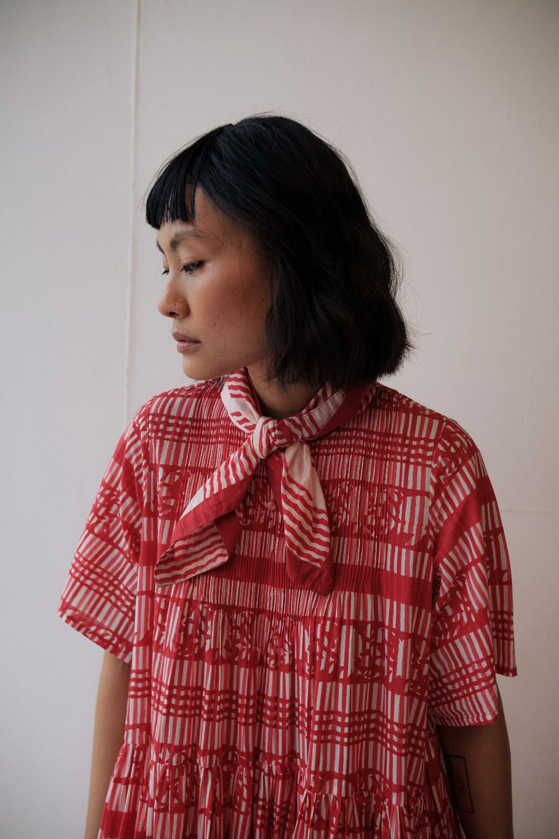 HANAH DRESS cotton by TOKREE in red color for women in Singapore