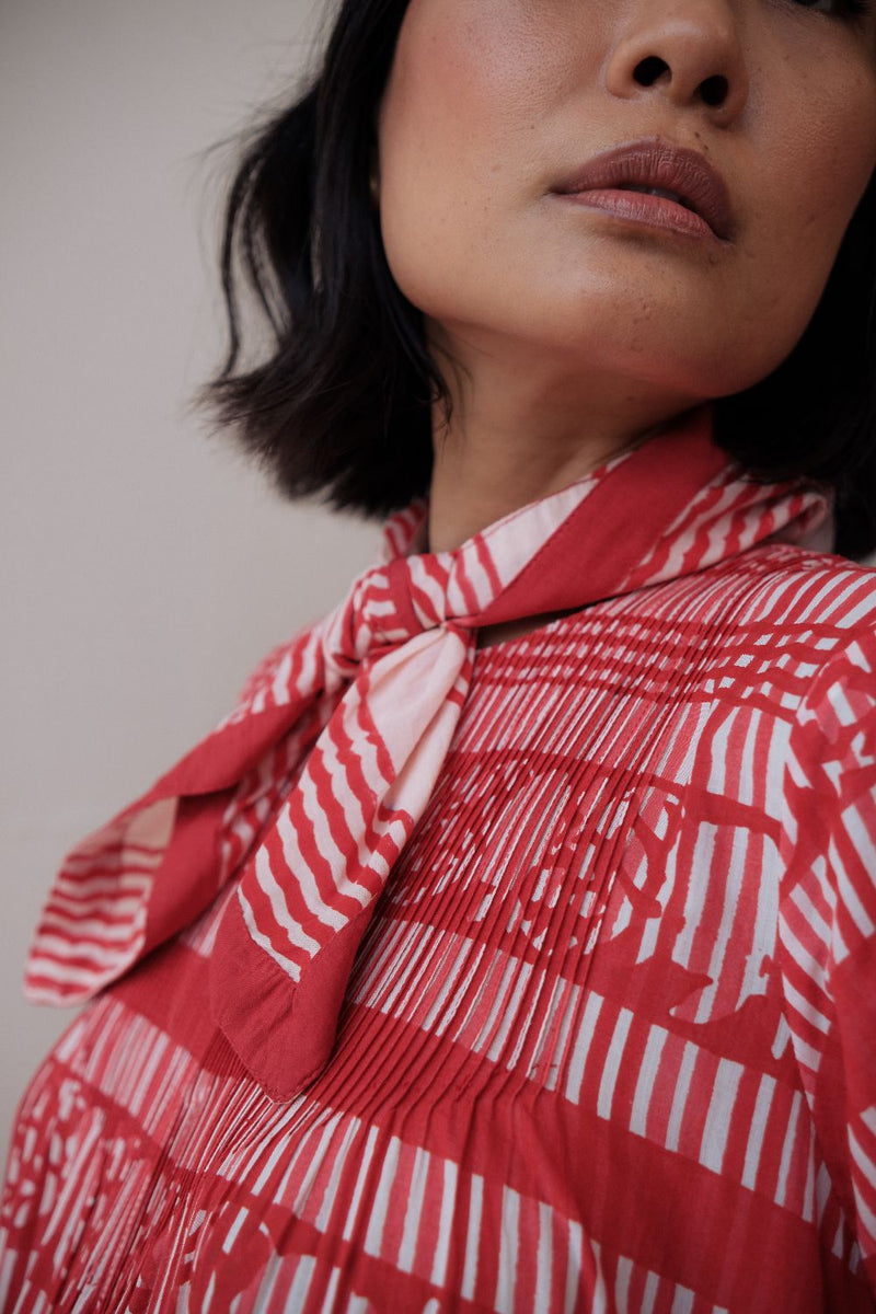 HANAH DRESS cotton by TOKREE in red color for women in Singapore