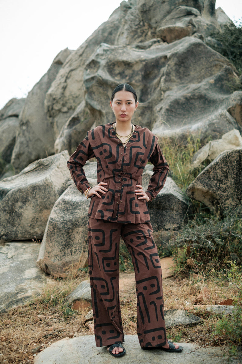 Izu peplum top Crushed Cotton top/shirt by The Terra Tribe in green for women in Singapore