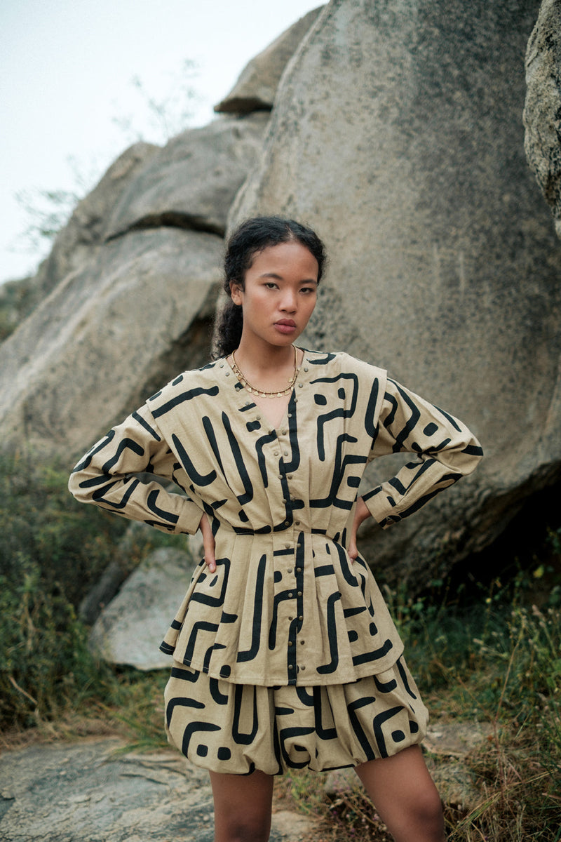 Chobe Balloon skirt short s skirt by The Terra Tribe in green for women in Singapore